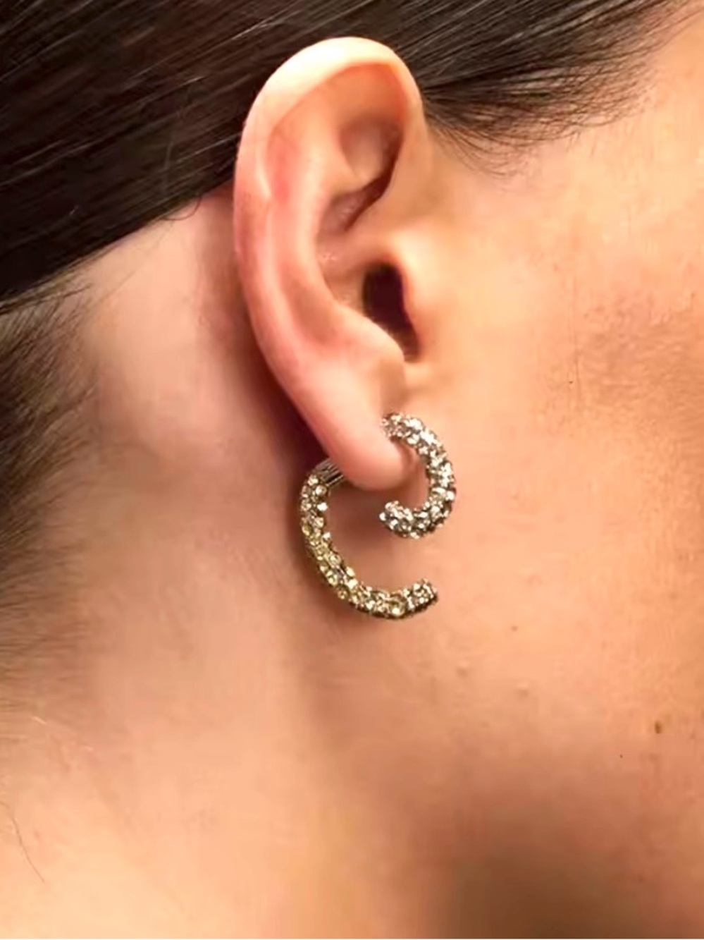 NEW Pave Crystal Encrusted Convertible Mini Luna Earrings Demarson STYLE JL10